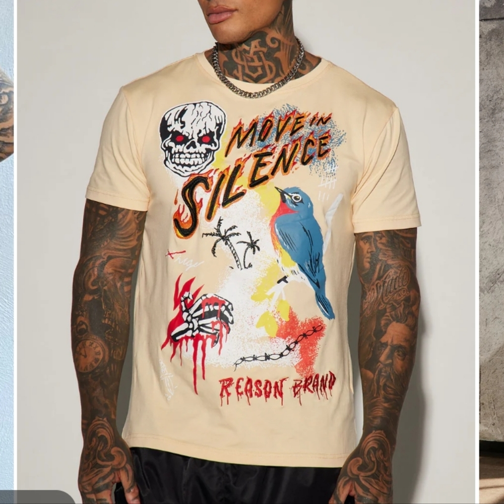 NWOT REASON Move In Silence Skull Short Sleeve Tee